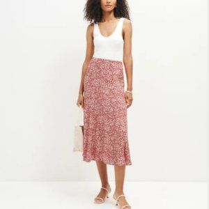 NWOT Reformation Bryson Skirt in La Vie En Rose Red White Floral Midi